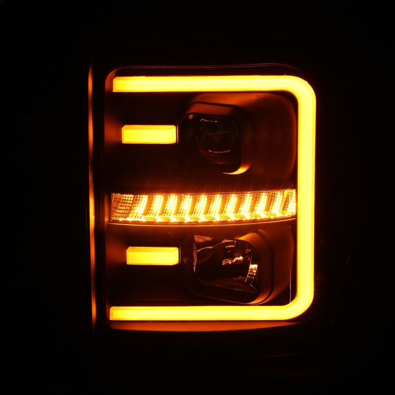 ANZO 2011-2016 Ford F250 Projector Headlights w/ Plank Style Switchback Black w/ Amber-SR1 Performance