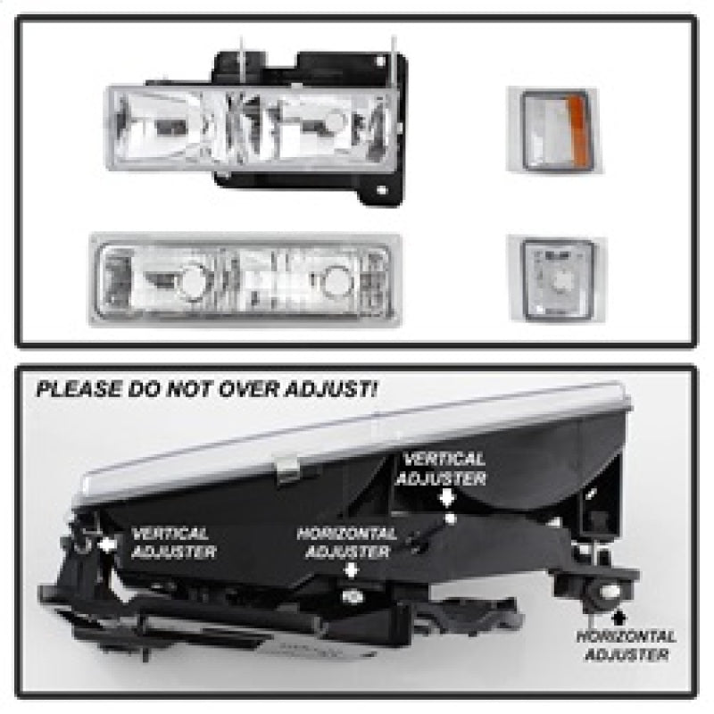 Xtune Chevy Suburban 94-98 Headlights w/ Corner & Parking Lights 8pcs Chrome HD-JH-CCK88-AM-C-SET-SR1 Performance