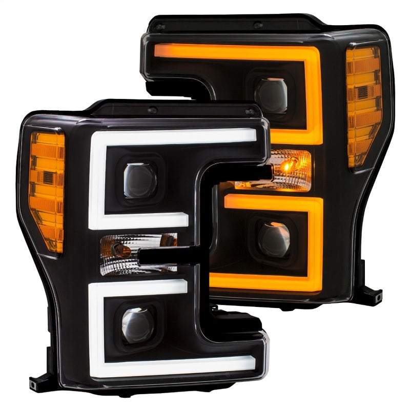 ANZO LED Headlights 17-18 Ford F-250 Super Duty Plank-Style L.E.D. Headlight Black (Pair)-SR1 Performance