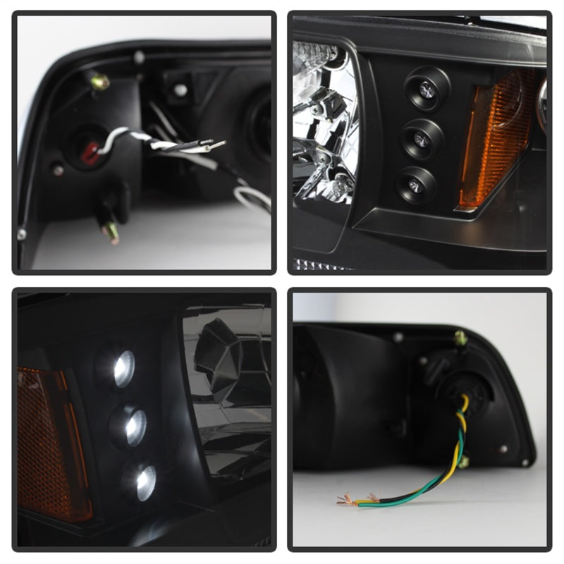 Spyder Ford Mustang 87-93 1PC LED (Replaceable LEDs)Crystal Headlights Black HD-YD-FM87-1PC-LED-BK-SR1 Performance
