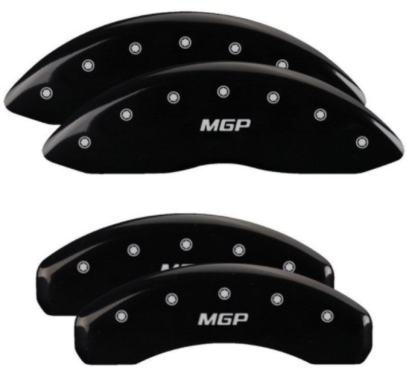 MGP 4 Caliper Covers for 2019 Nissan Armada * Black Powder Coat with Silver Engraving