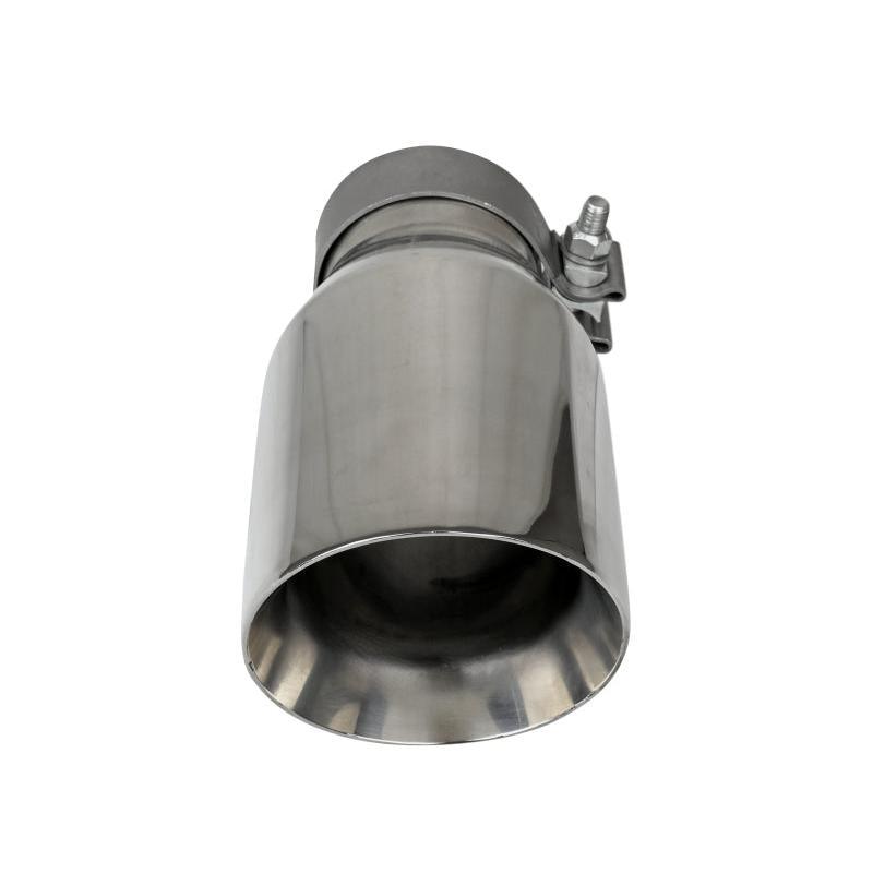 aFe MACH Force-Xp Univ 304 SS Double-Wall Clamp-On Exhaust Tip - Polished - 3in Inlet - 4.5in Outlet-SR1 Performance