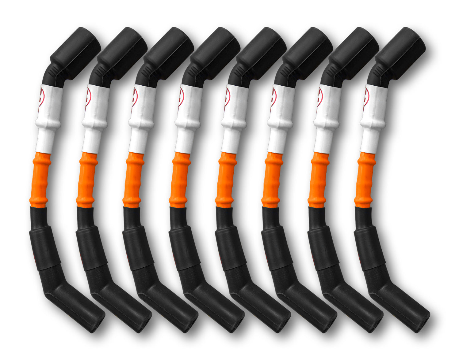 11mm Spark Plug Wires (8 pc. Set). Orange with Black Boots. LSX Car