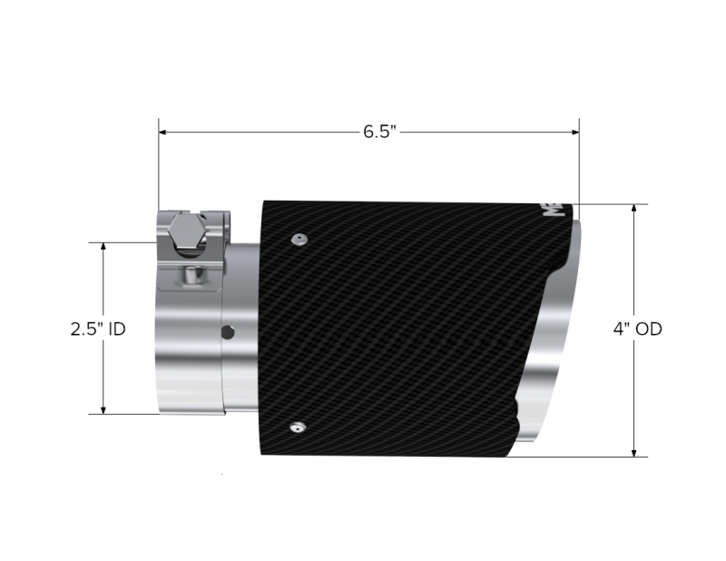 MBRP Universal Carbon Fiber Tip 4in OD/2.5in Inlet/6.5in L-SR1 Performance