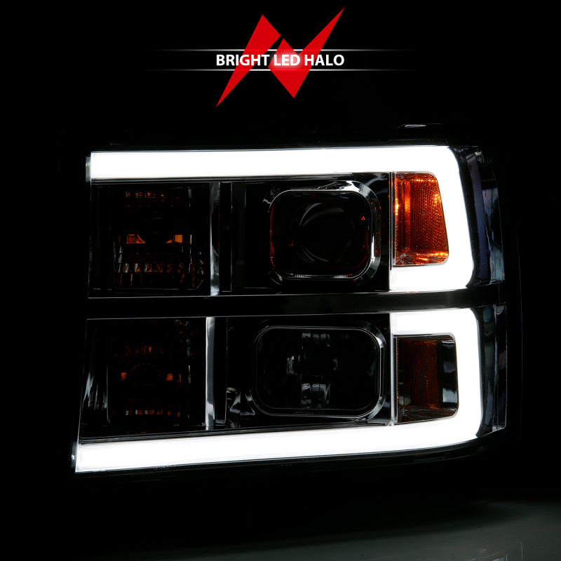 ANZO 2007-2013 Gmc Sierra 1500 Projector Headlight Plank Style Chrome w/ Clear Lens Amber-SR1 Performance