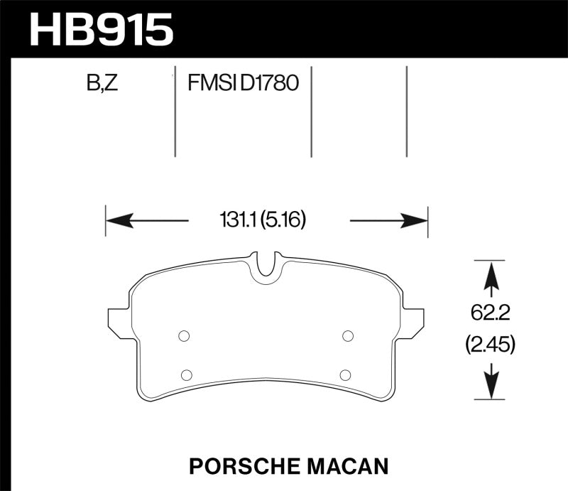 Hawk 16-18 Porsche Macan HPS 5.0 Street Rear Brake Pads-SR1 Performance