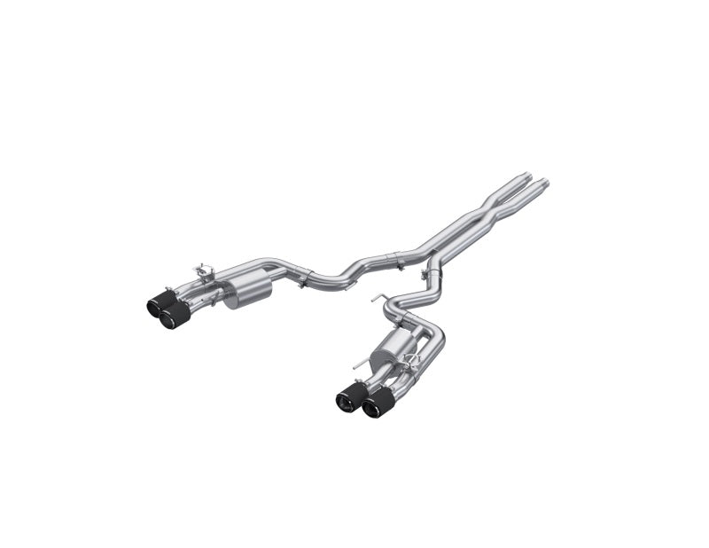 MBRP 2024+ For Mustang GT (S650) 3in Cat-Back Quad Tip - 4in Carbon Fiber Tips-SR1 Performance