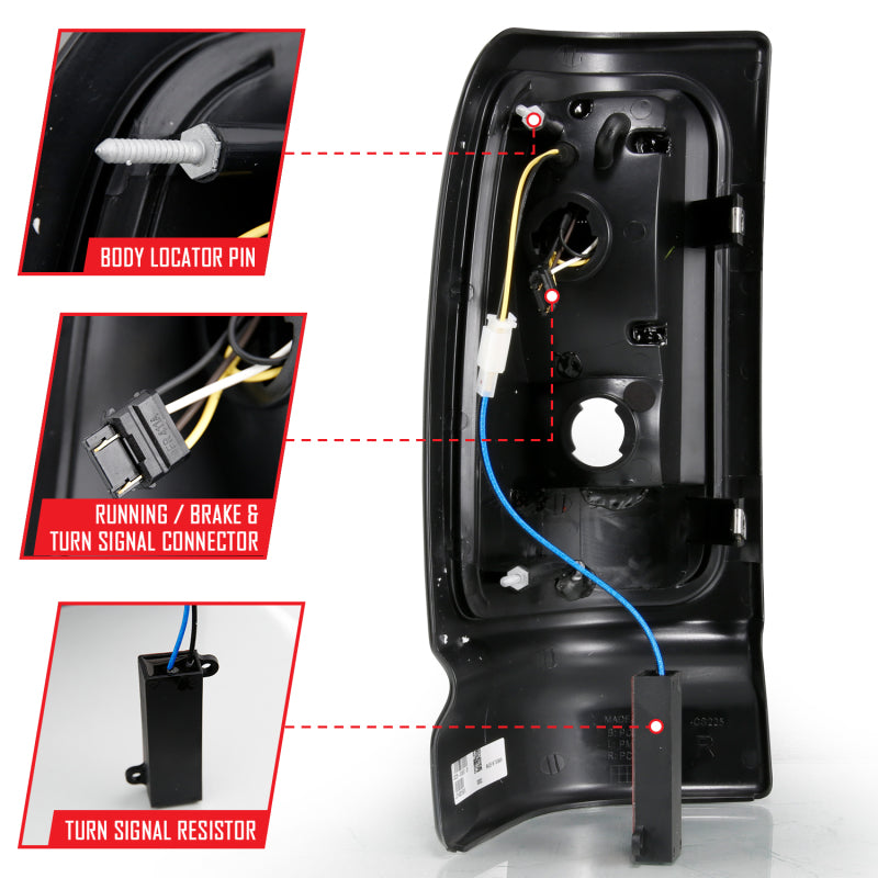 ANZO 1994-2001 Dodge Ram 1500 LED Taillights Plank Style Chrome w/ Clear Lens-SR1 Performance