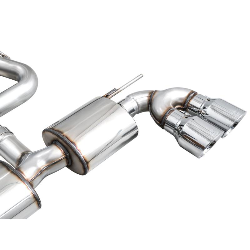 AWE MK8 Volkswagen Golf R 3in Touring Edition Quad Exhaust - Chrome Silver Tips-SR1 Performance