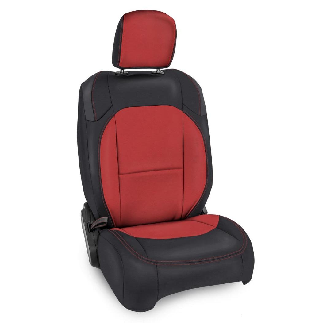 PRP 2018+ Jeep Wrangler JL/2 door/ Non-Rubicon Front Seat Covers (Pair) - Black/Red-SR1 Performance
