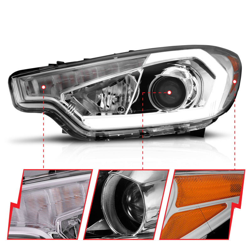 ANZO 2014-2016 Kia Forte Projector Headlights w/ Light Bar Chrome Housing-SR1 Performance