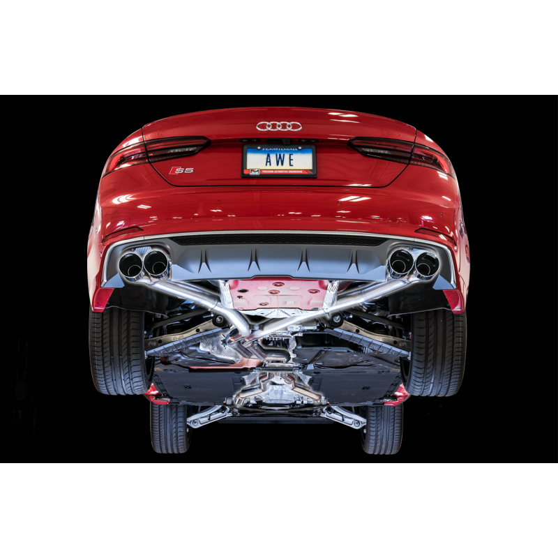 AWE Tuning Audi B9 S5 Sportback Track Edition Exhaust - Non-Resonated (Silver 102mm Tips)-SR1 Performance