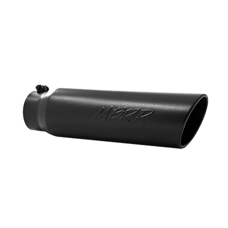 MBRP Universal 5in OD Angled Rolled End 4in Inlet 18in Lgth Black Finish Exhaust Tip-SR1 Performance