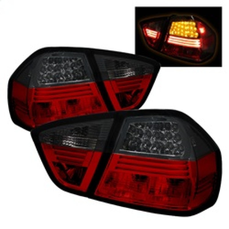 Spyder BMW E90 3-Series 06-08 4Dr LED Tail Lights Red Smoke ALT-YD-BE9006-LED-RS-SR1 Performance