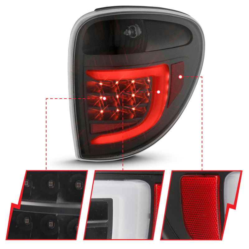 ANZO 2004-2007 Dodge Grand Caravan LED Tail Lights w/ Light Bar Black Housing Clear Lens-SR1 Performance