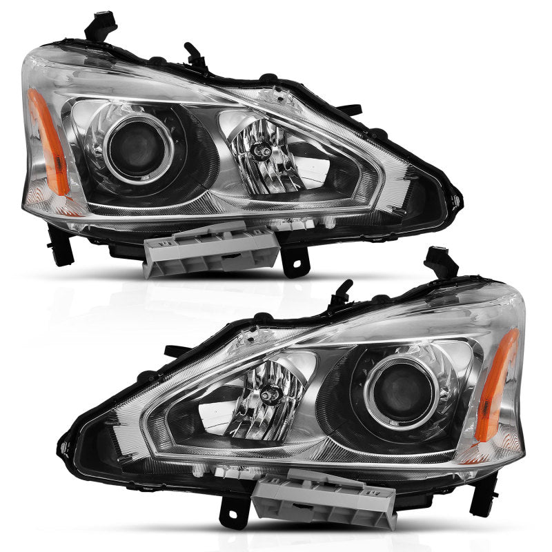 ANZO 2013-2015 Nissan Altima Projector Headlight Chrome Amber-SR1 Performance