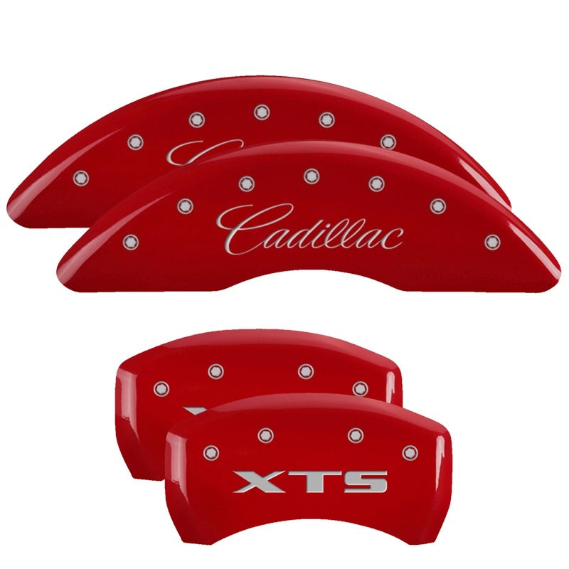 MGP 4 Caliper Covers Engraved Front Cadillac Engraved Rear XTS Red finish silver-SR1 Performance