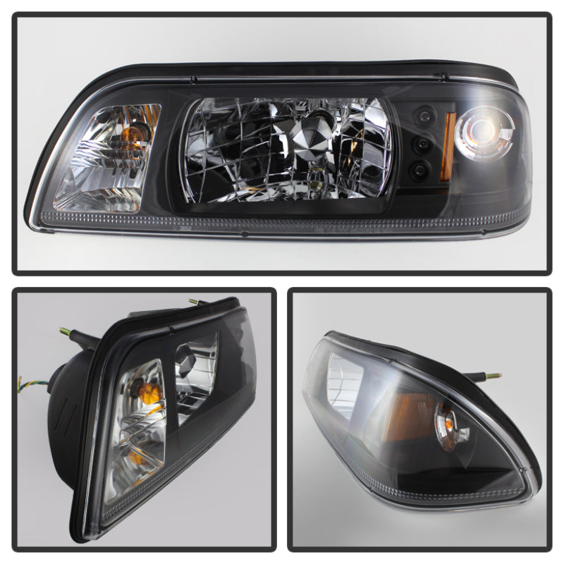Spyder Ford Mustang 87-93 1PC LED (Replaceable LEDs)Crystal Headlights Black HD-YD-FM87-1PC-LED-BK-SR1 Performance