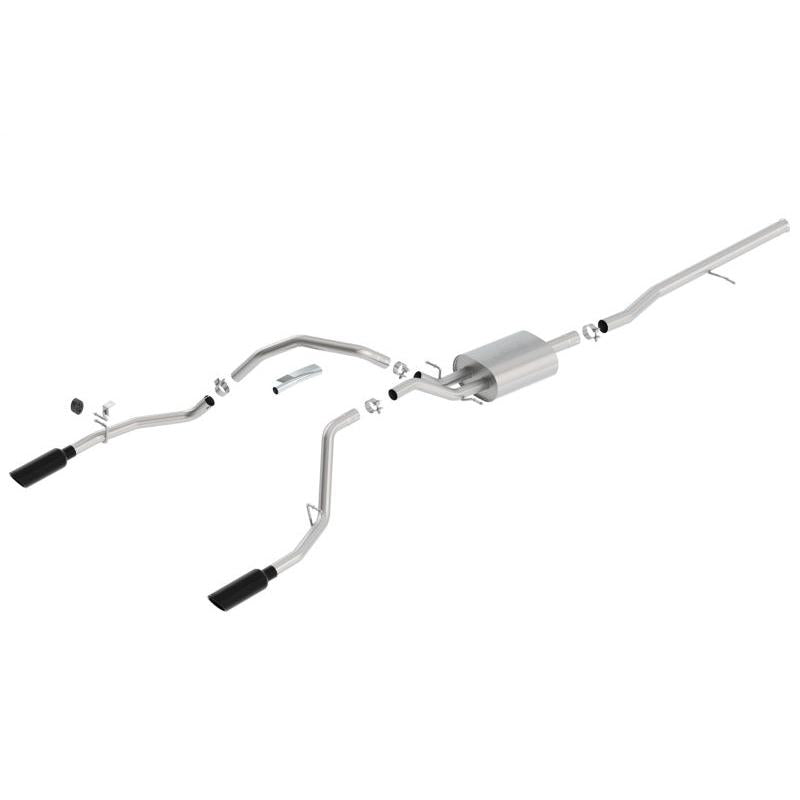 Borla 14 Sierra 1500 C/B S-Type Exh/2.75in Into Dual 2.25in Out 4in Split Rear Exit-Black Chrome-SR1 Performance