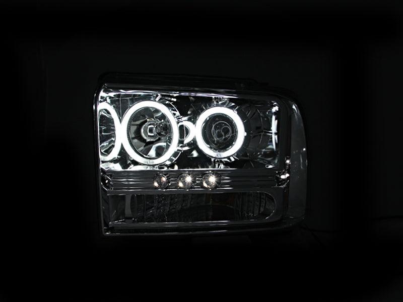 ANZO 2005-2007 Ford Excursion Projector Headlights w/ Halo Chrome w/ LED Strip (CCFL) 1pc-SR1 Performance