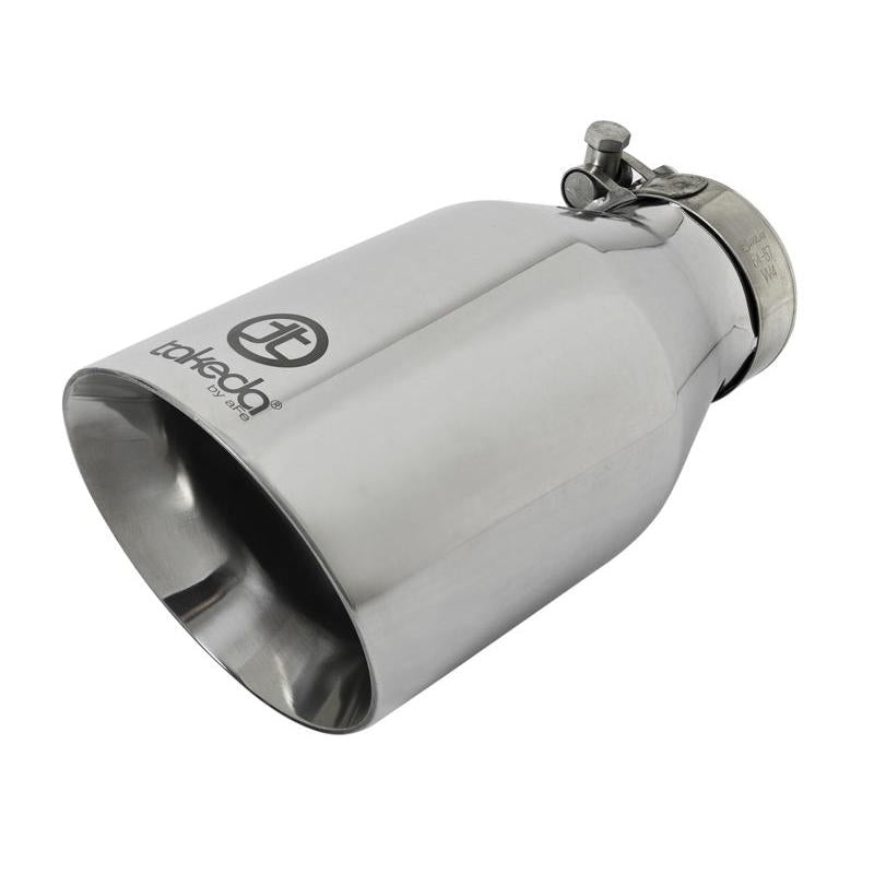 aFe Takeda 304 Stainless Steel Clamp-On Exhaust Tip 2.5in. Inlet / 4.5in. Outlet / 9in. L - Polished-SR1 Performance