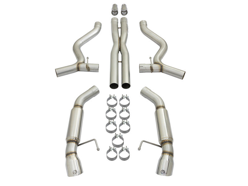 aFe MACHForce XP 3in Aggressive Toned Cat-Back Exhausts w/ Polished Tips 15-17 Ford Mustang V6/V8-SR1 Performance