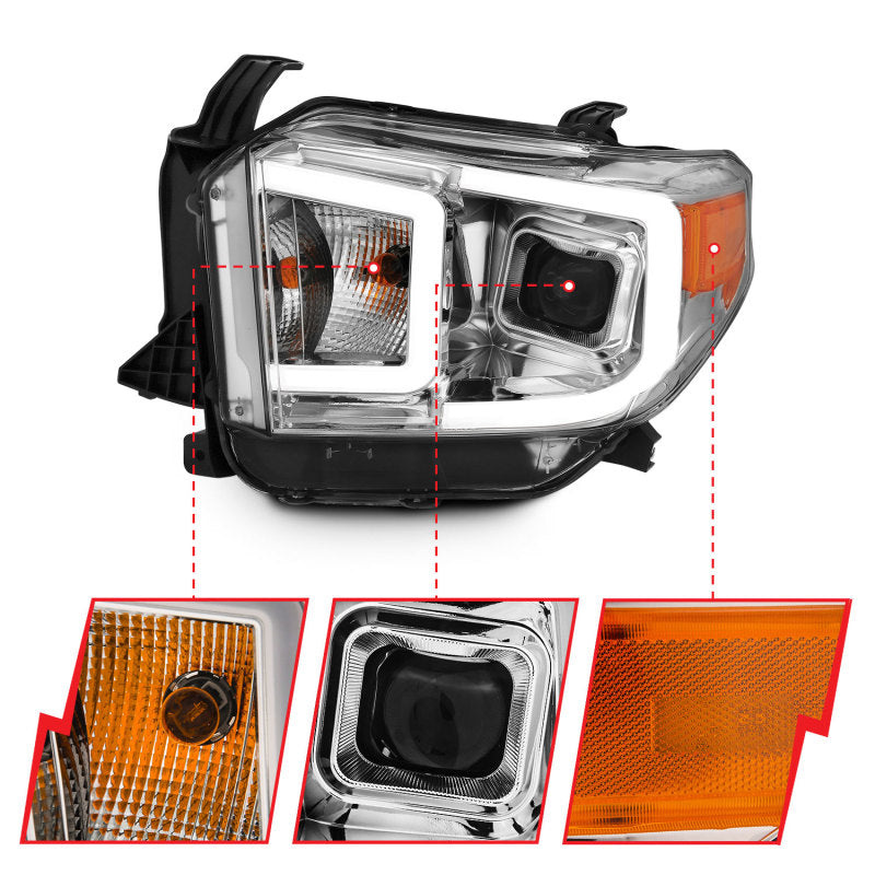 ANZO 14-17 Toyota Tundra Plank Style Projector Headlights Chrome w/ Amber-SR1 Performance