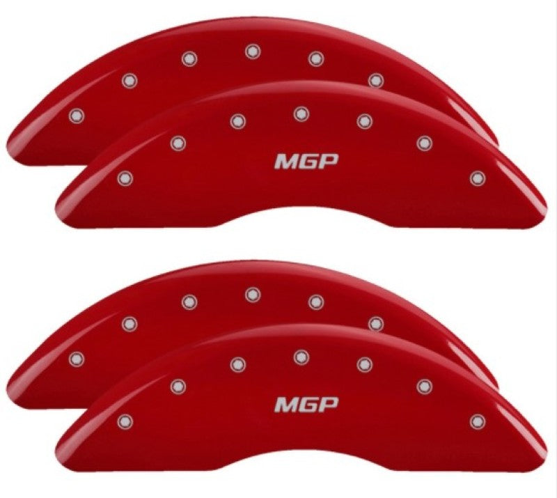 MGP 4 Caliper Covers for 2024 RAM 2500 and 3500 with Red Finish and MGP Logo Part Number 55007SMGPRD