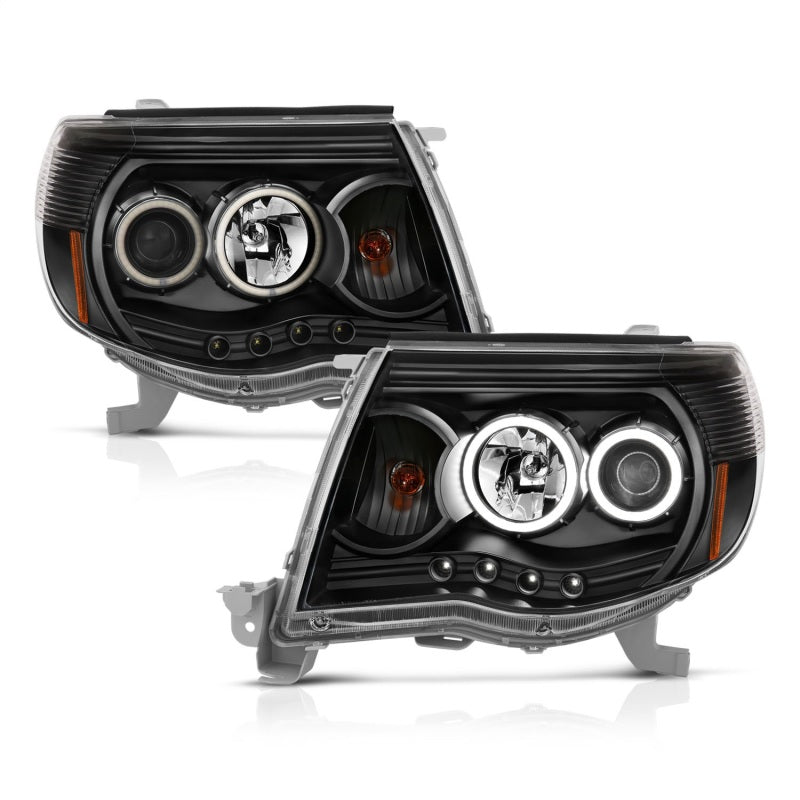ANZO 2005-2011 Toyota Tacoma Projector Headlights w/ Halo Black-SR1 Performance