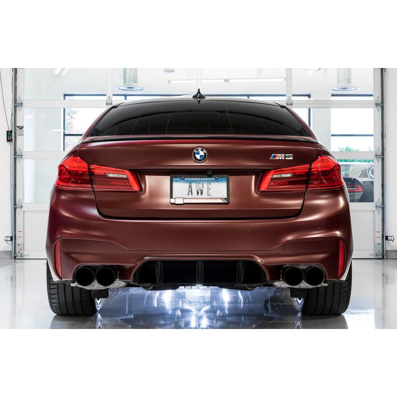 AWE Tuning 18-19 BMW F90 M5 SwitchPatch Cat-Back Exhaust- Black Diamond Tips-SR1 Performance