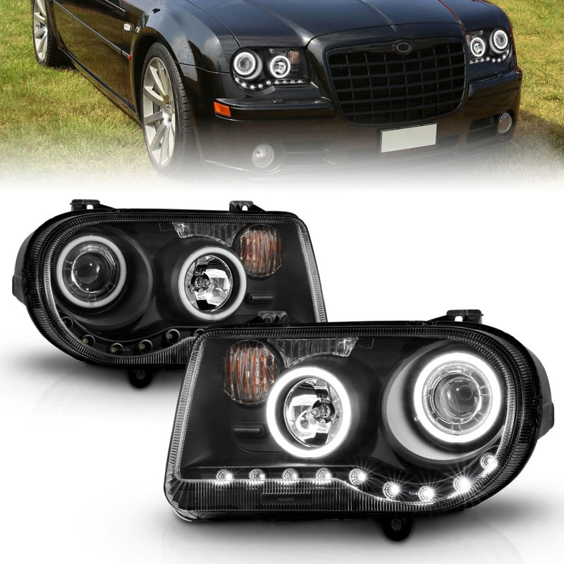ANZO 2005-2010 Chrysler 300C Projector Headlights w/ Halo Black (CCFL) G2-SR1 Performance