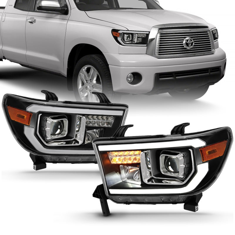 ANZO 2007-2014 Toyota Tundra Projector Light Bar H.L Black Amber(Led High Beam) (Halogen Version)-SR1 Performance