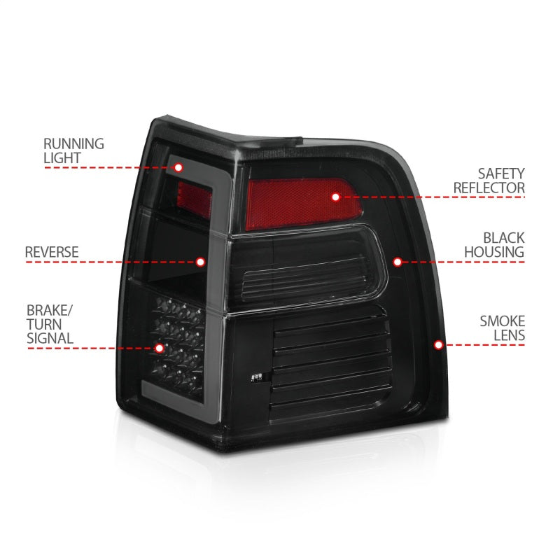 ANZO 07-17 Ford Expedition LED Taillights w/ Light Bar Black Housing Smoke Lens-SR1 Performance