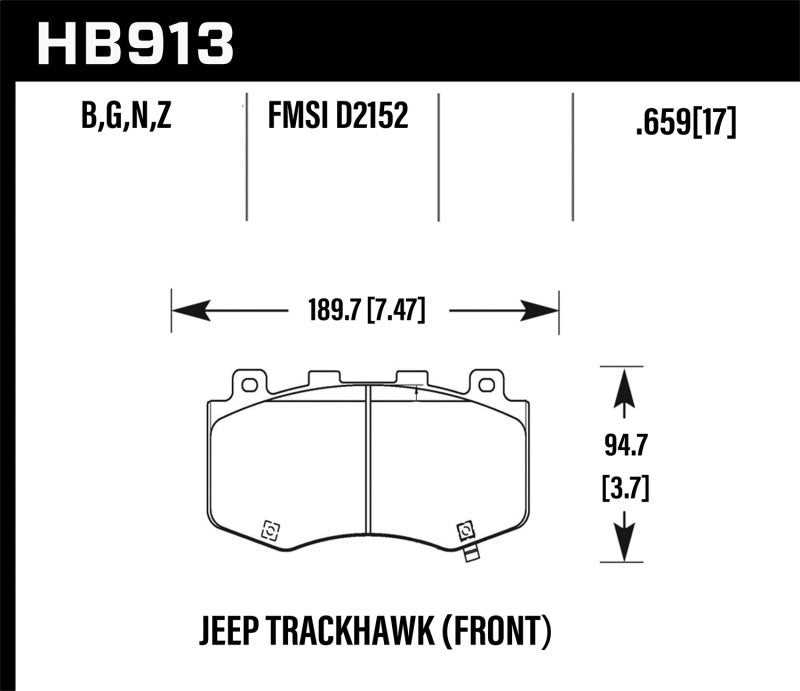 Hawk 18-19 Jeep Grand Cherokee Trackhawk HP+ Front Brake Pads-SR1 Performance