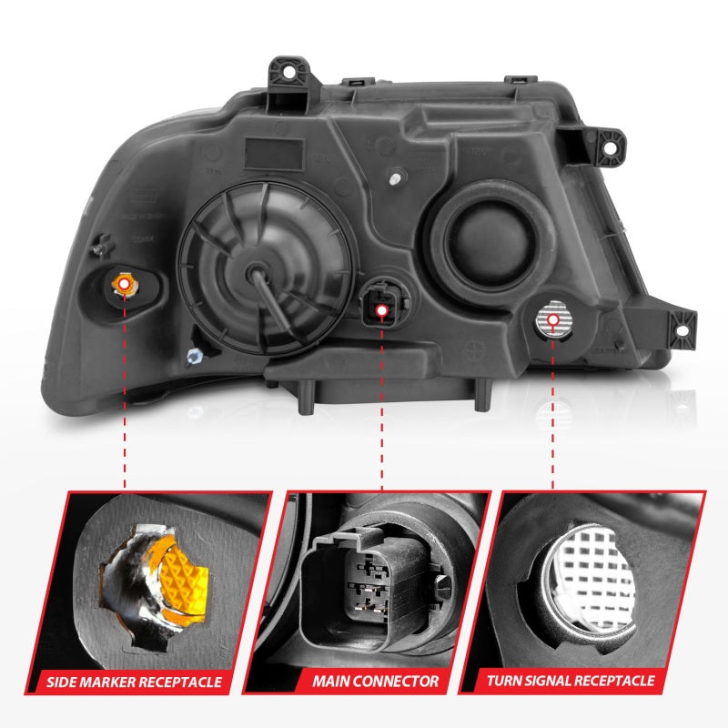 ANZO 2003-2006 Lincoln Navigator Crystal Headlights Black-SR1 Performance