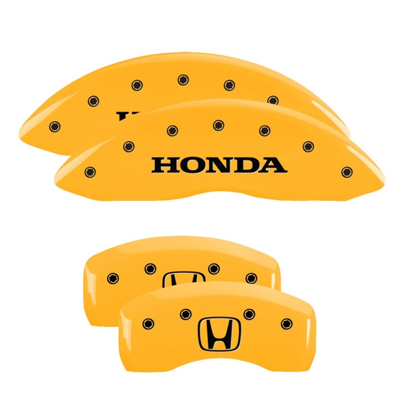 MGP 4 Caliper Covers Engraved Front Honda Engraved Rear H Logo Yellow finish black-SR1 Performance