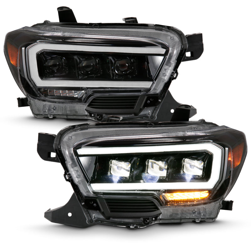 ANZO 2016-2018 Toyota Tacoma LED Projector Headlights Plank Style Black w/ Amber-SR1 Performance