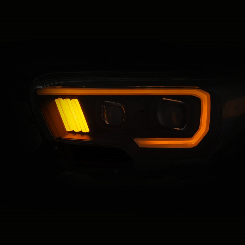 ANZO 2016-2017 Toyota Tacoma Projector Headlights w/ Plank Style Switchback Black w/ Amber w/ DRL-SR1 Performance