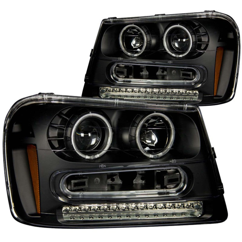 ANZO 2002-2009 Chevrolet Trailblazer Projector Headlights w/ Halo Black-SR1 Performance