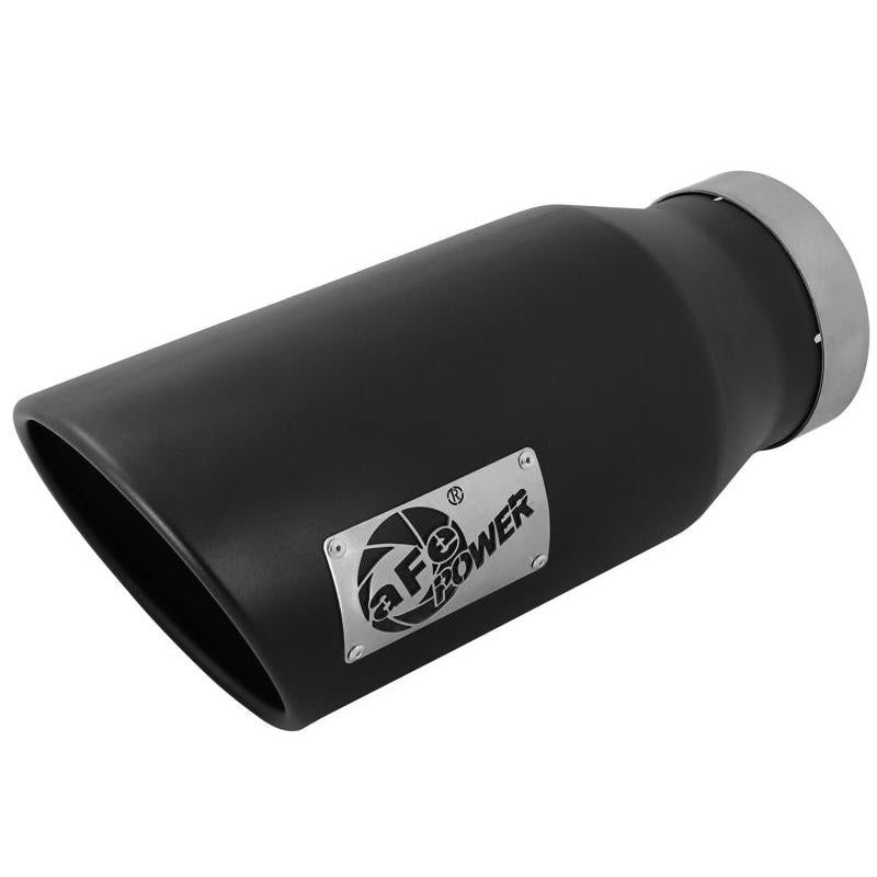 aFe POWER MACH Force-Xp 5in 304 Stainless Steel Exhaust Tip 5In x 7Out x15Lin Bolt-On Right-Blk-SR1 Performance