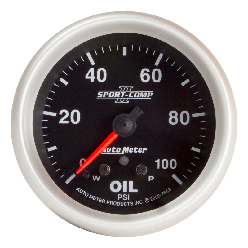 AutoMeter Gauge Oil Press 2-5/8in. 100PSI Stepper Motor W/ Peak & Warn Sport-Comp II-SR1 Performance