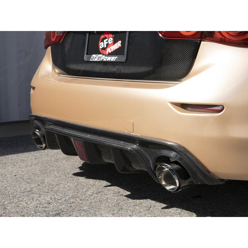 aFe 14-15 Infiniti Q50 (V37) V6 3.7L Takeda 2-1/2in SS Cat-Back Exhaust System w/ Carbon Fiber Tips-SR1 Performance