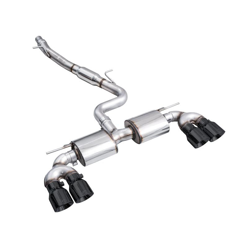 AWE MK8 Volkswagen Golf R 3in Touring Edition Quad Exhaust - Diamond Black Tips-SR1 Performance