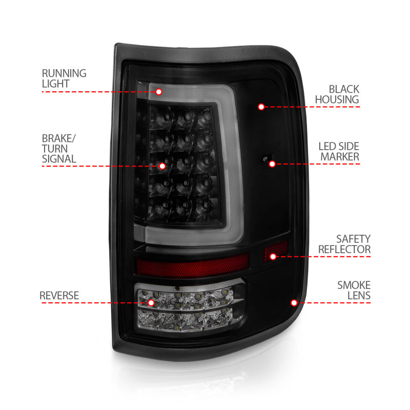 ANZO 2004-2006 Ford F-150 LED Tail Lights w/ Light Bar Black Housing Smoke Lens-SR1 Performance