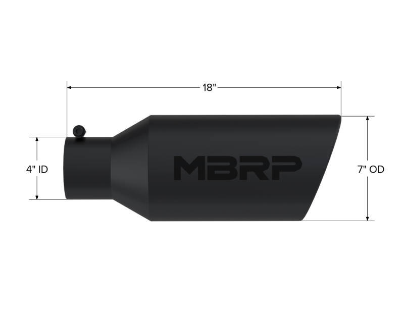 MBRP Universal Exhaust Tip 7in O.D. Rolled End 4in Inlet 18in Length - Black-SR1 Performance