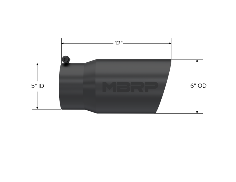 MBRP Universal Tip 6 O.D. Dual Wall Angled 5 inlet 12 length - Black Finish-SR1 Performance