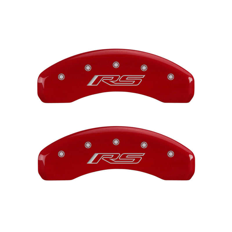 MGP 4 Caliper Covers Engraved Front Gen 5/Camaro Engraved Rear Gen 5/RS Red finish silver-SR1 Performance
