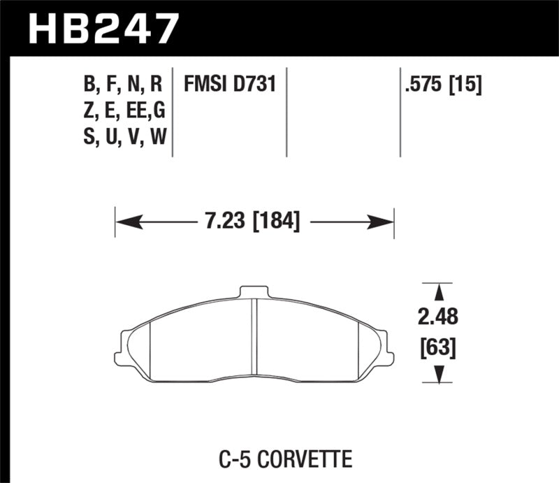 Hawk 04-09 Cadillac XLR / 01-04 Corvette Z06/ 05-06 Pontiac GTO DTC-60 Race Front Brake Pads-SR1 Performance