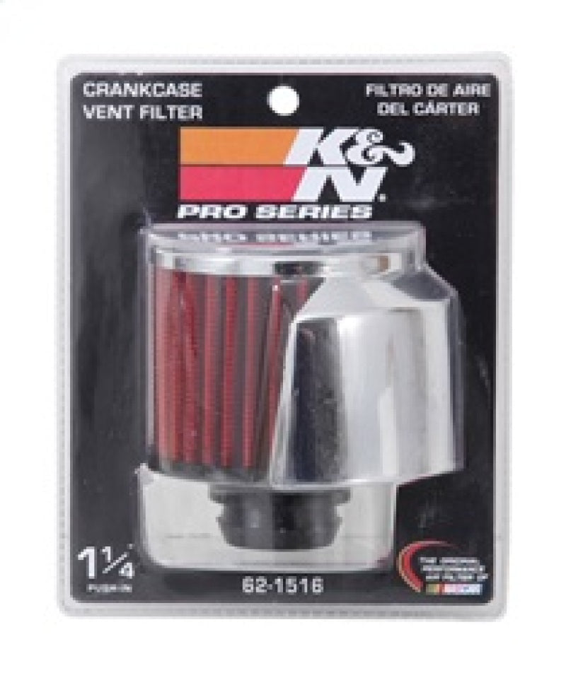 K&N 1in Flange L x 3in OD x 2.5in Height Clamp On Crankcase Vent Filter-SR1 Performance