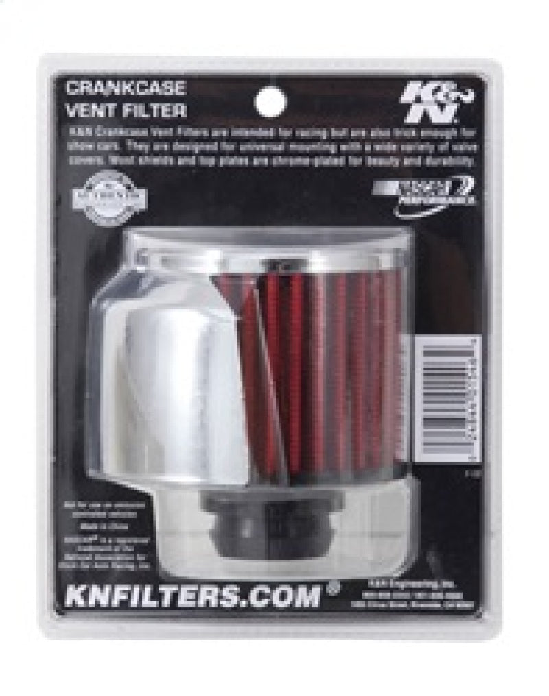 K&N 1in Flange L x 3in OD x 2.5in Height Clamp On Crankcase Vent Filter-SR1 Performance